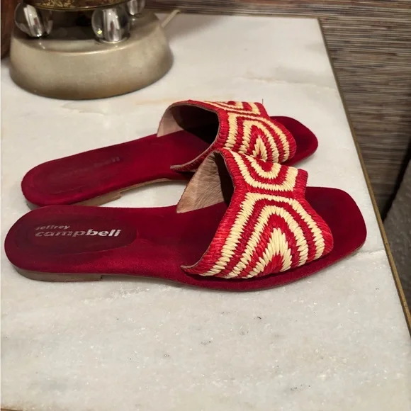 Jeffery Campbell red and white woven sandals size 7.5 excellent condition. - Picture 3 of 4
